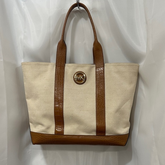 Michael Kors Handbags - Michael Kors Tan and Cream Tote Bag large